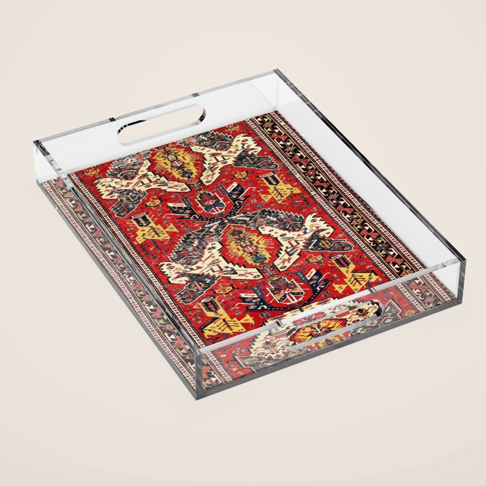 Dragon Sumakh Antique East Caucasus Kuba Rug Print Acrylic Tray Gallery Image 1