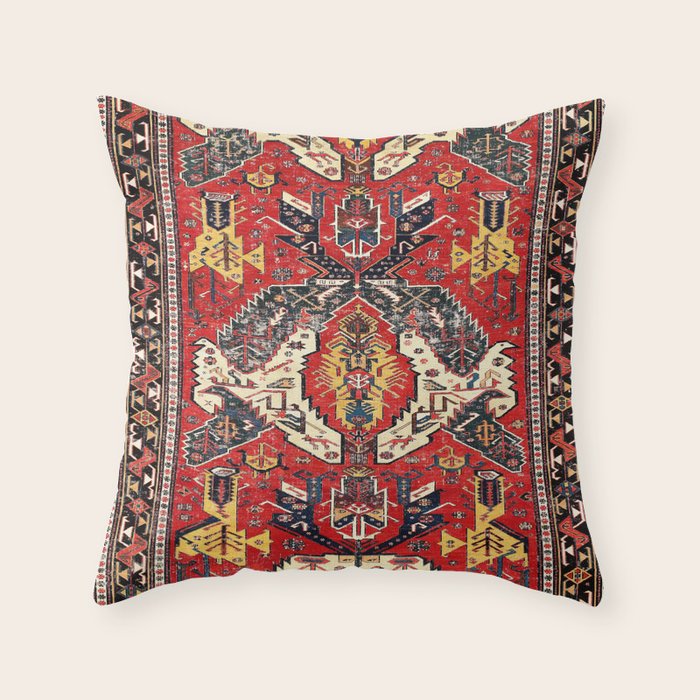 Dragon Sumakh Antique East Caucasus Kuba Rug Print Throw Pillow Gallery Image 6