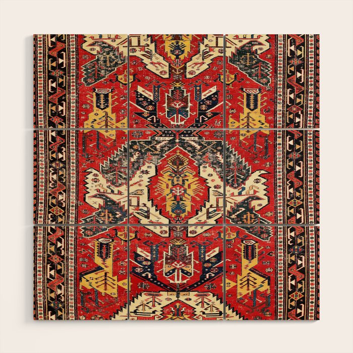 Dragon Sumakh Antique East Caucasus Kuba Rug Print Wood Wall Art Gallery Image 1