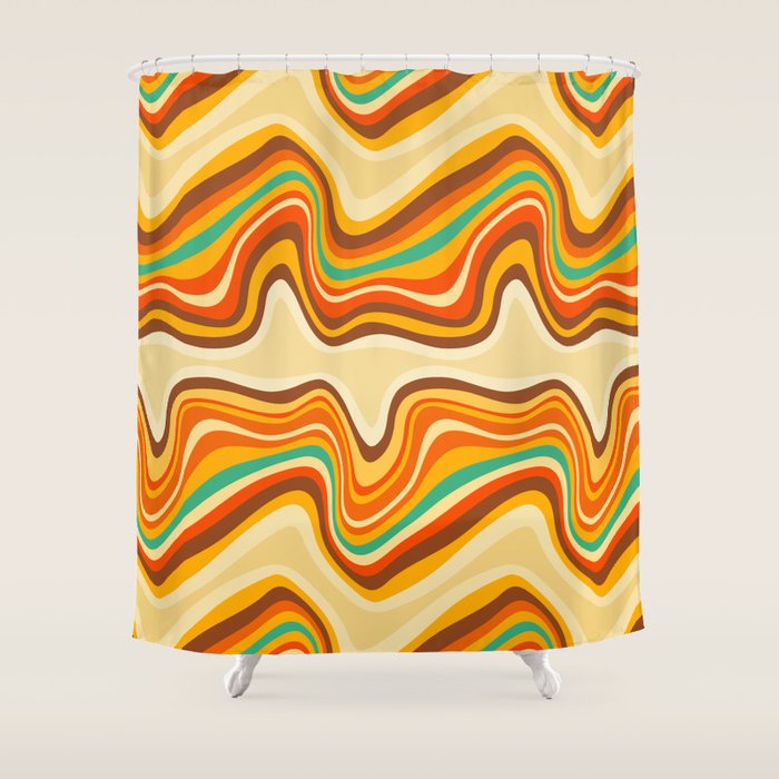 retro wave warm Shower Curtain Gallery Image 1