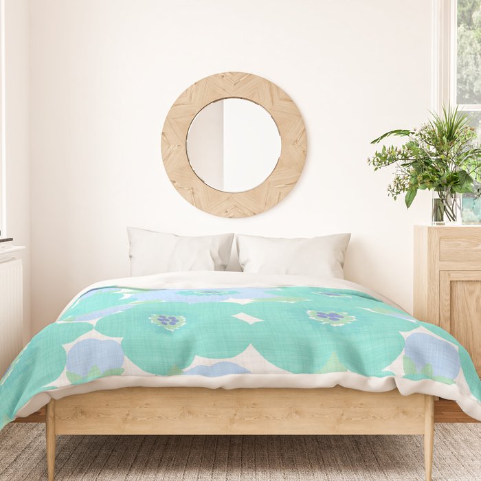 Bright Summer Floral Mid-Century Style Flower Pattern Duvet Cover Gallery Image 3
