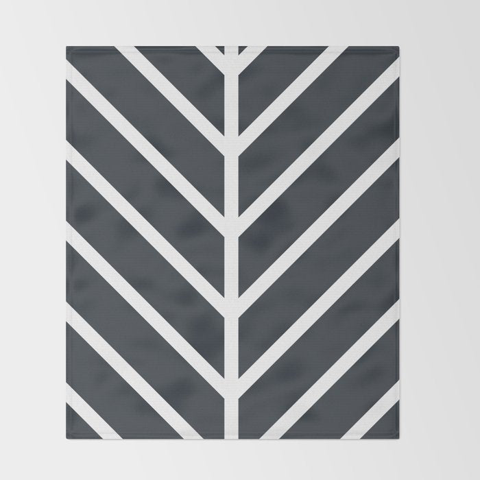 Leaf Black Throw Blanket Gallery Image 2