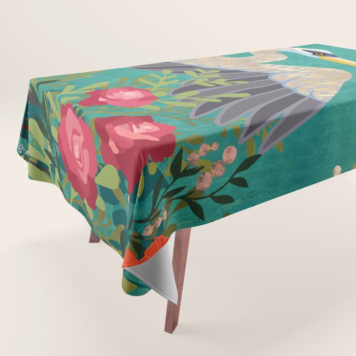 Bohemian Floral Heron Tablecloth Gallery Image 1