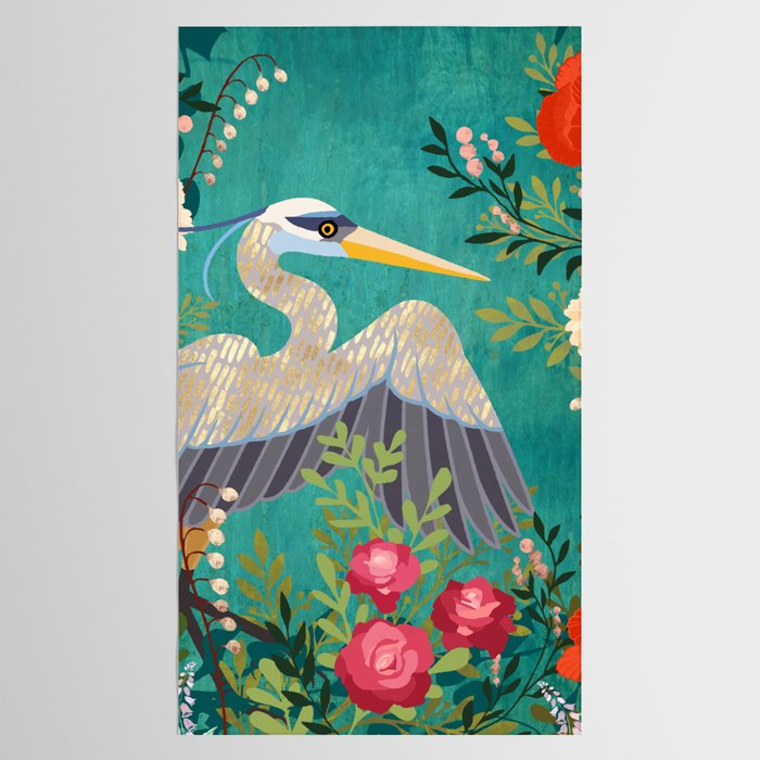 Bohemian Floral Heron Tablecloth Gallery Image 2