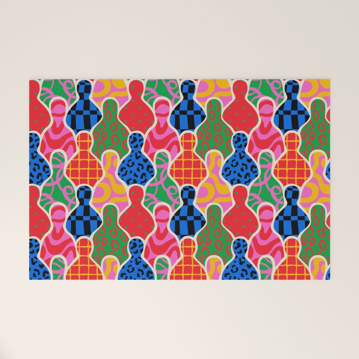Colorful diverse people crowd collage pattern Welcome Mat Gallery Image 1