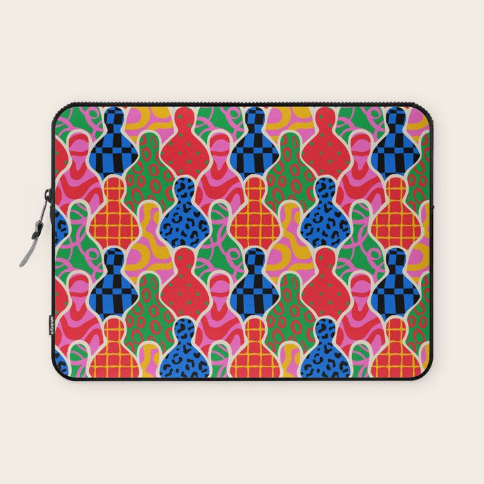 Colorful diverse people crowd collage pattern Laptop Sleeve Gallery Image 1