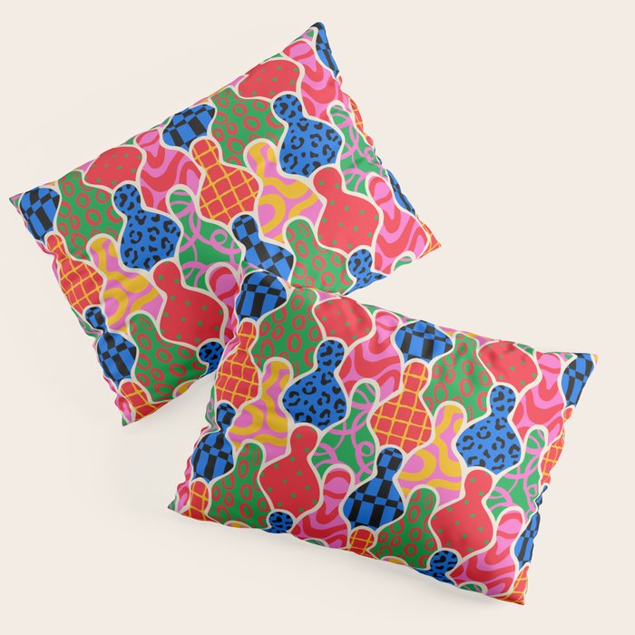 Colorful diverse people crowd collage pattern Pillow Sham Gallery Image 3