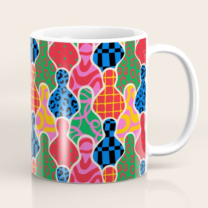 Colorful diverse people crowd collage pattern Coffee Mug Gallery Image 1