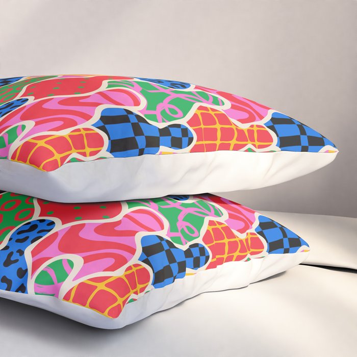 Colorful diverse people crowd collage pattern Pillow Sham Gallery Image 3