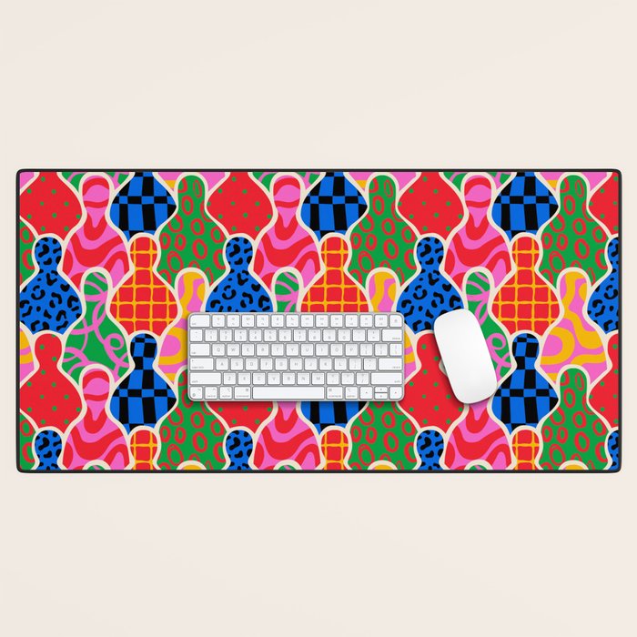 Colorful diverse people crowd collage pattern Desk Mat Gallery Image 1