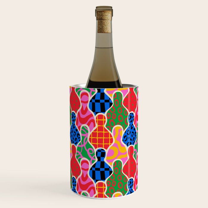 Colorful diverse people crowd collage pattern Wine Chiller Gallery Image 2