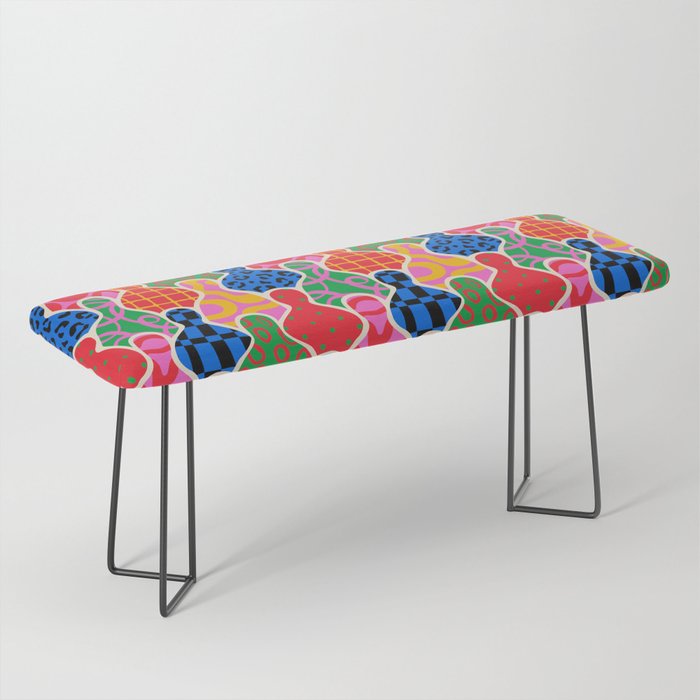 Colorful diverse people crowd collage pattern Bench Gallery Image 1