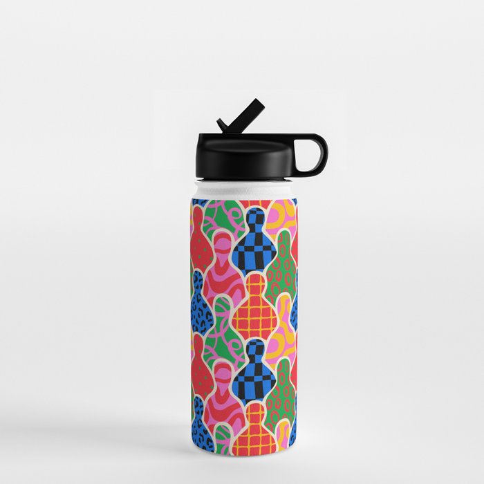 Colorful diverse people crowd collage pattern Water Bottle Gallery Image 1