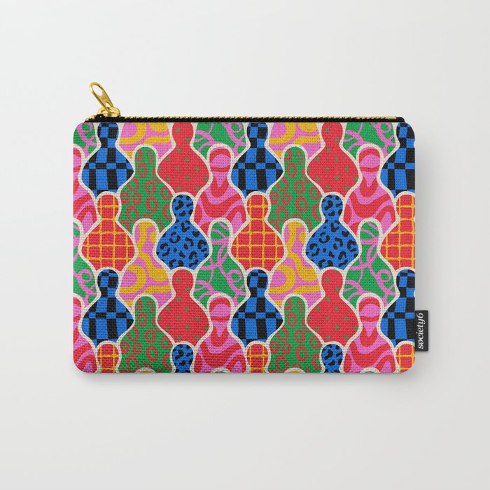 Colorful diverse people crowd collage pattern Carry All Pouch Gallery Image 1