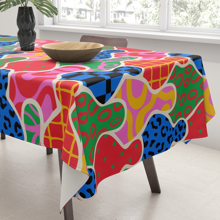 Colorful diverse people crowd collage pattern Tablecloth Gallery Image 3