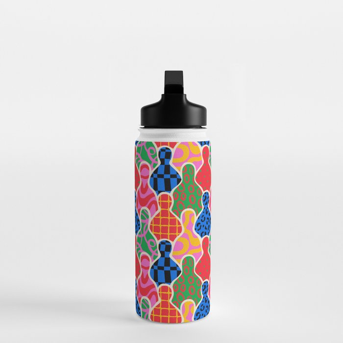 Colorful diverse people crowd collage pattern Water Bottle Gallery Image 3