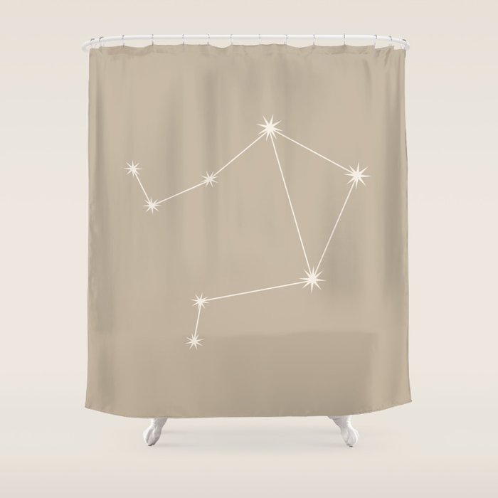Libra Zodiac Star Constellation Line Art Beige Shower Curtain Gallery Image 1