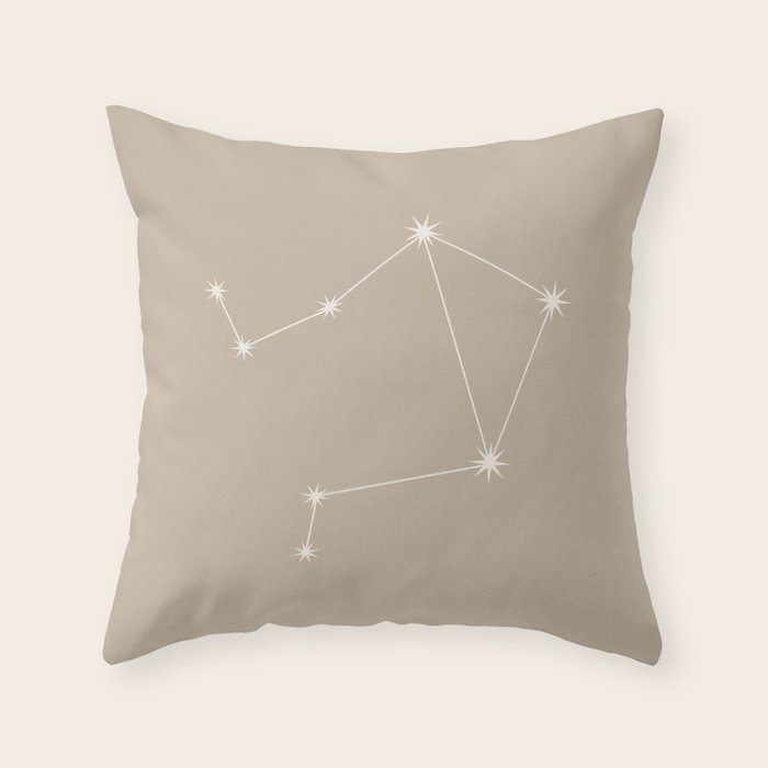 Libra Zodiac Star Constellation Line Art Beige Throw Pillow Gallery Image 1