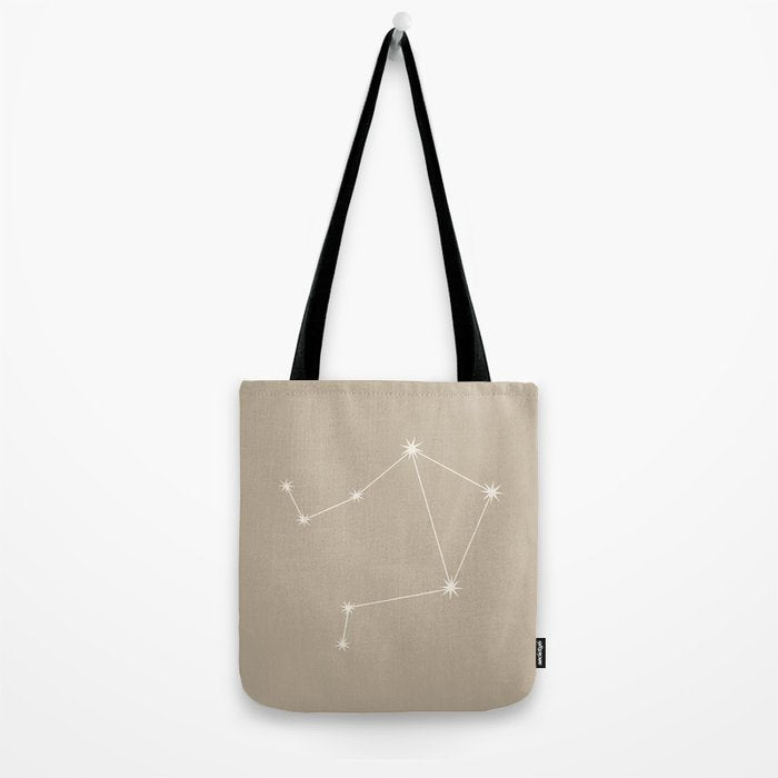 Libra Zodiac Star Constellation Line Art Beige Tote Bag Gallery Image 2
