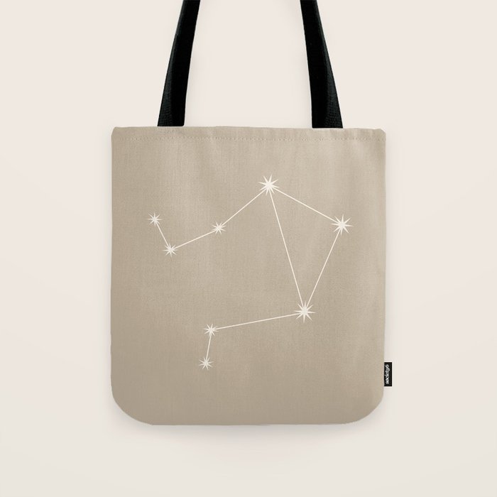 Libra Zodiac Star Constellation Line Art Beige Tote Bag Gallery Image 1