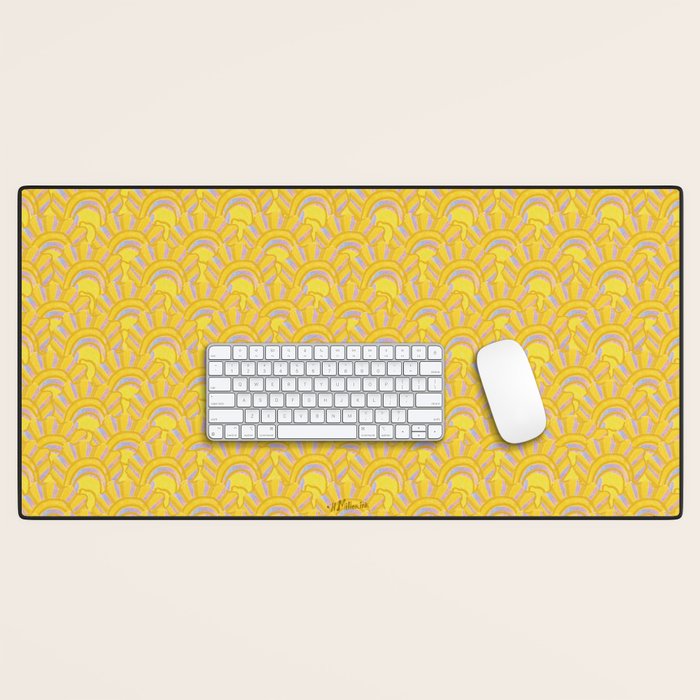 Art Deco Shells in Gold & Orange Desk Mat Gallery Image 1