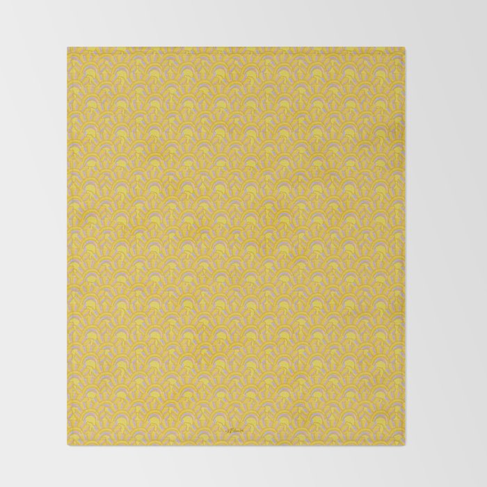 Art Deco Shells in Gold & Orange Throw Blanket Gallery Image 2