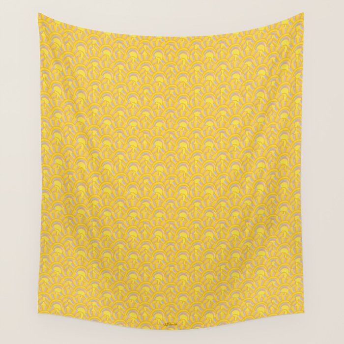 Art Deco Shells in Gold & Orange Wall Tapestry Gallery Image 4