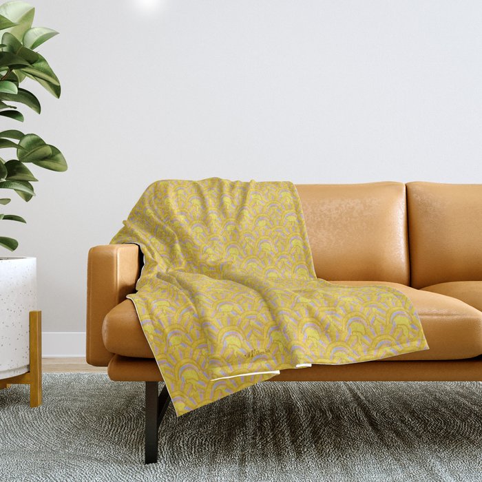 Art Deco Shells in Gold & Orange Throw Blanket Gallery Image 1