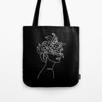 The Girl with the Flowers: Black & White Edition Tote Bag Gallery Image 1
