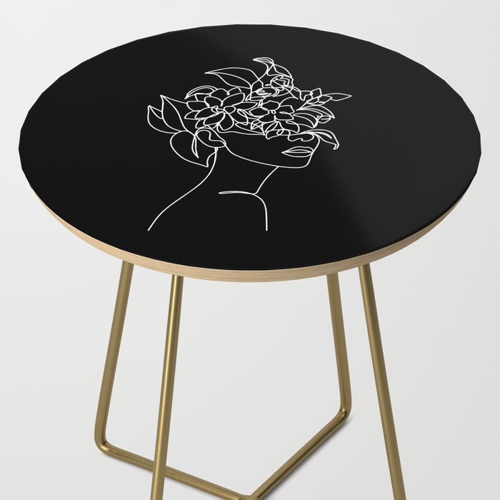 The Girl with the Flowers: Black & White Edition Side Table Gallery Image 2