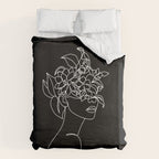 The Girl with the Flowers: Black & White Edition Duvet Cover Gallery Image 6