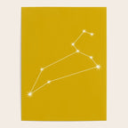 Leo Zodiac Star Constellation Line Art Golden Yellow Poster Gallery Image 4