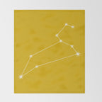 Leo Zodiac Star Constellation Line Art Golden Yellow Throw Blanket Gallery Image 2