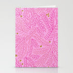 Winter Berries & Pine Branches in Pink & Gold Stationery Card Gallery Image 2
