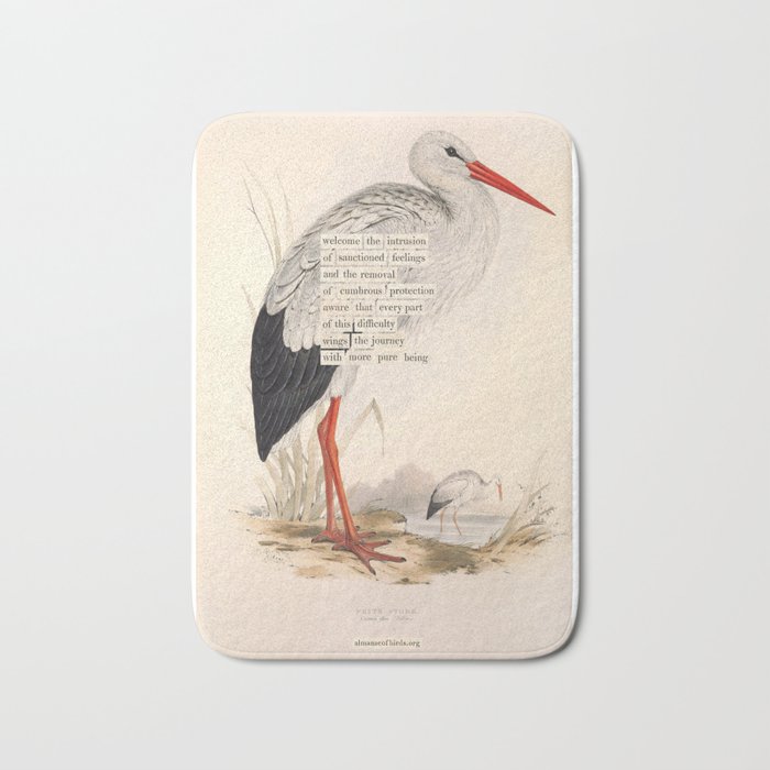 Bird Divinations: White Stork (about: almanacofbirds.org) Bath Mat Gallery Image 1