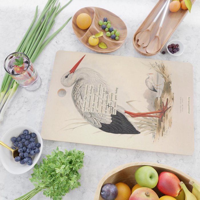 Bird Divinations: White Stork (about: almanacofbirds.org) Cutting Board Gallery Image 2