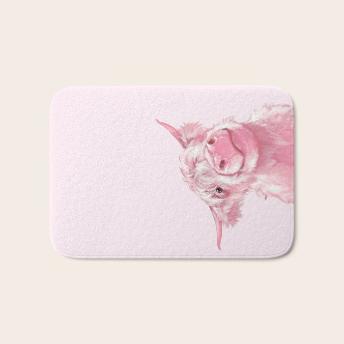 Highland Cow Pink Bath Mat Gallery Image 1