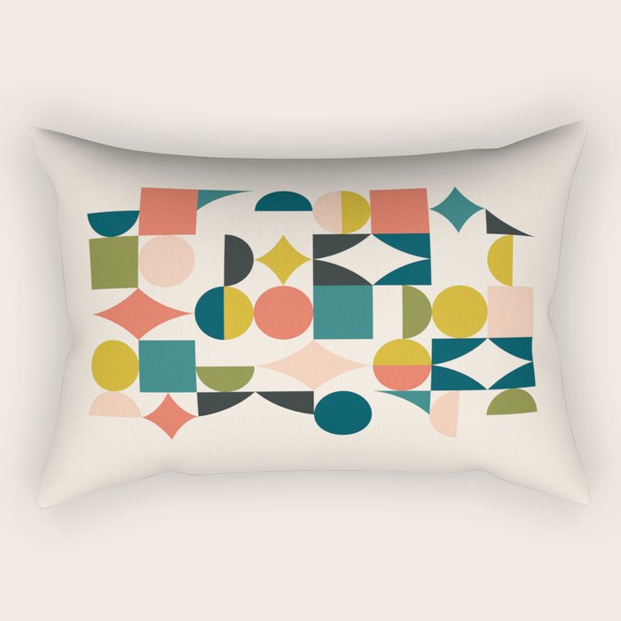 Mid Century Modern Abstract Colorful Shapes Funky Cool Minimalist Pattern Rectangular Pillow Gallery Image 1