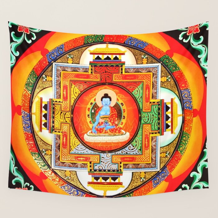 Buddhist Healing Mandala Wall Tapestry Gallery Image 4
