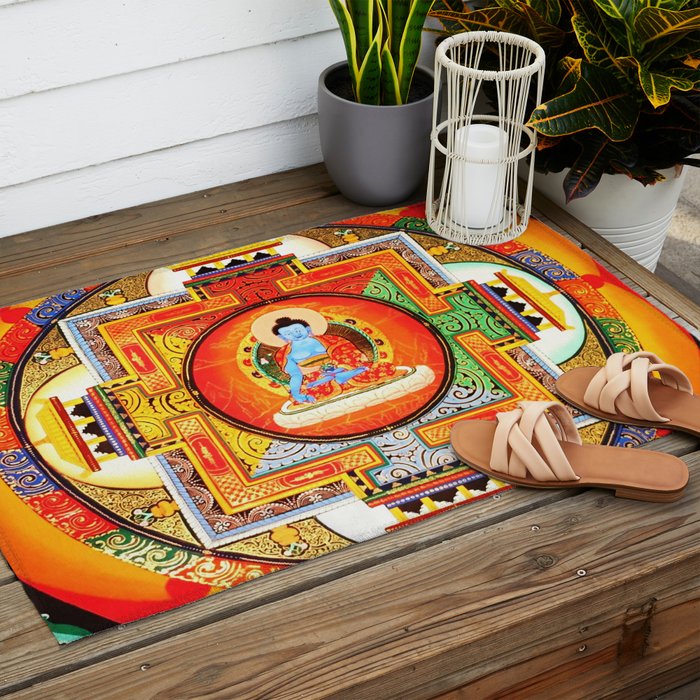 Buddhist Healing Mandala Outdoor Rug Gallery Image 2