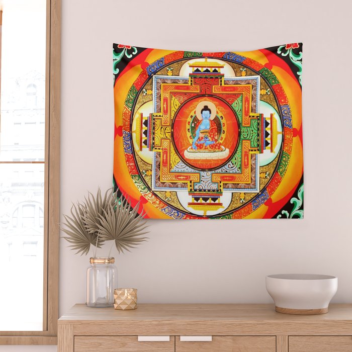 Buddhist Healing Mandala Wall Tapestry Gallery Image 2