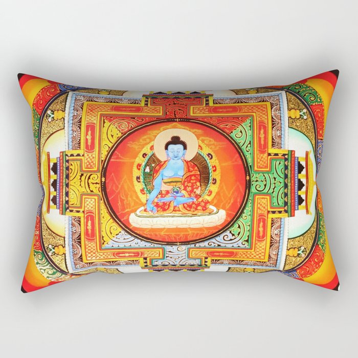 Buddhist Healing Mandala Rectangular Pillow Gallery Image 2
