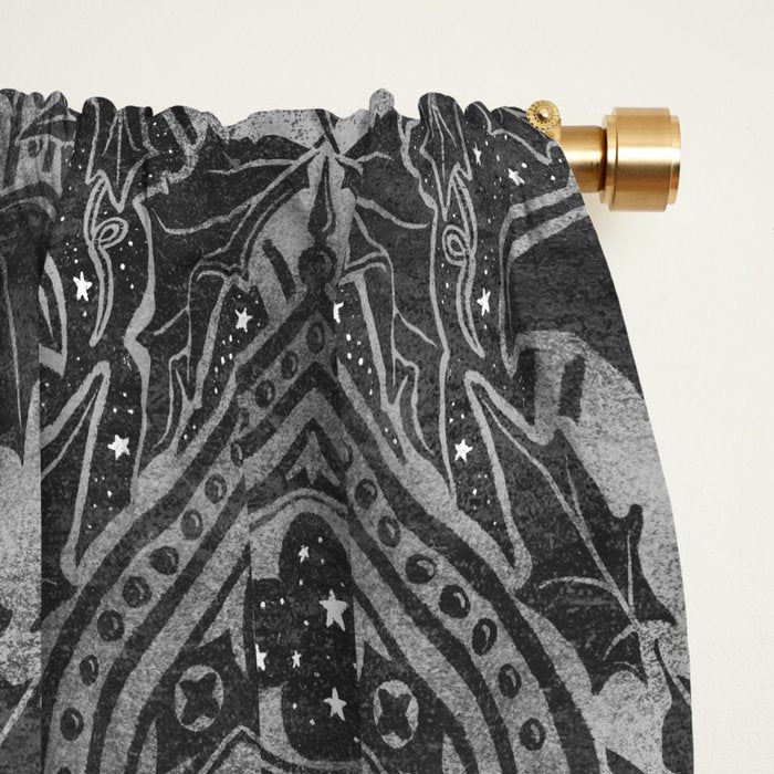 Gothic Halloween Damask - grayscale  Window Curtain Gallery Image 2