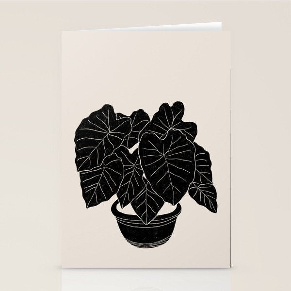 Black & White Plants / Elephant Ear Stationery Card Gallery Image 1
