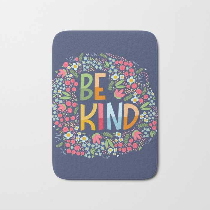 Be kind, floral Bath Mat Gallery Image 1