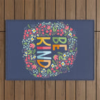 Be kind, floral Outdoor Rug Gallery Image 1