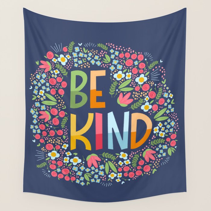 Be kind, floral Wall Tapestry Gallery Image 4