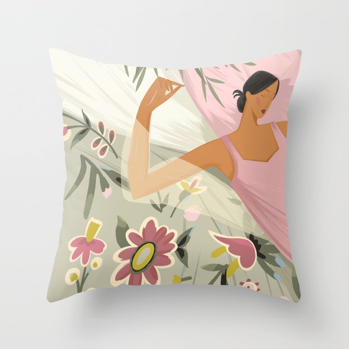 the girl is sleeping  Throw Pillow Gallery Image 6