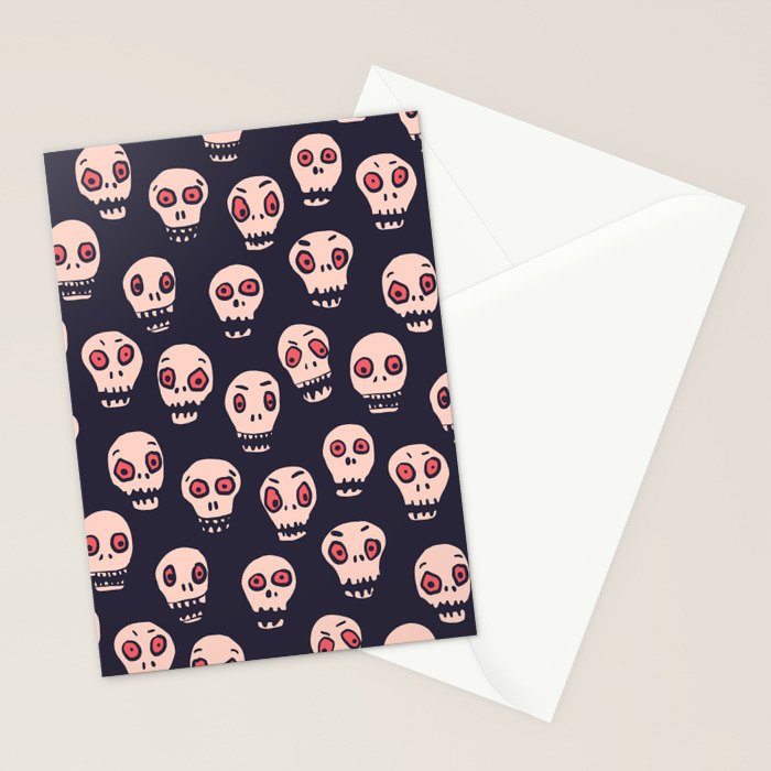 Skulls funny spooky pattern, halloween Stationery Card Gallery Image 2