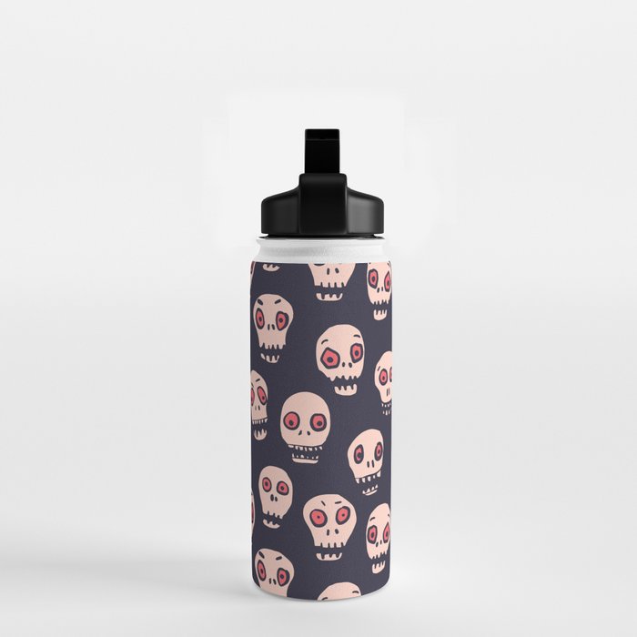 Skulls funny spooky pattern, halloween Water Bottle Gallery Image 2